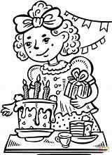 Birthday Coloring Party Girl Pages Clipart Has Cake Drawing Girls Printable Cliparts sketch template