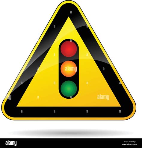 illustration  yellow triangle sign  traffic light stock vector image art alamy