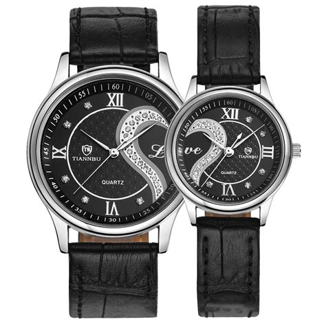 Tiannbu Ultrathin Leather Love Romantic Fashion Couple Wrist Watches