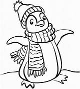 Coloring Pages Penguin Christmas Winter Printable sketch template