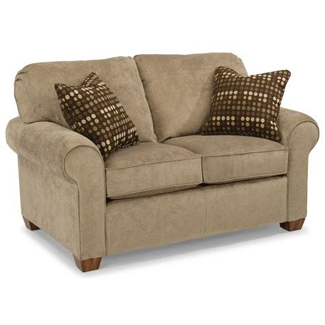 flexsteel thornton  upholstered love seat  rolled arms