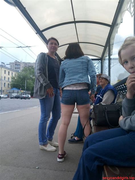 chubby milf at the bus stop in denim mini shorts sexy
