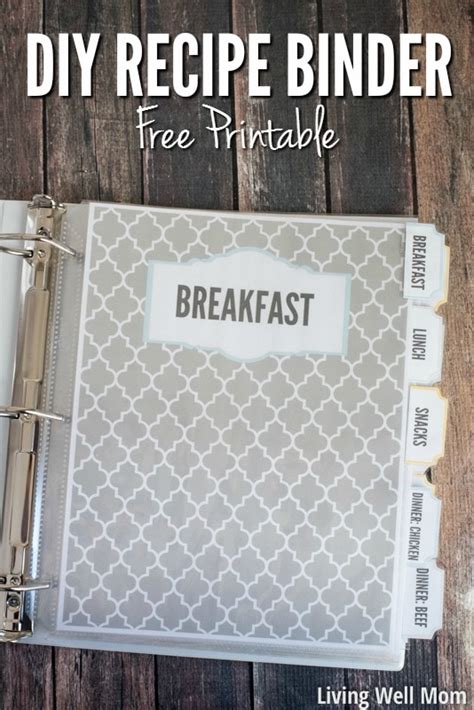 recipe cards printables templates  binder inserts