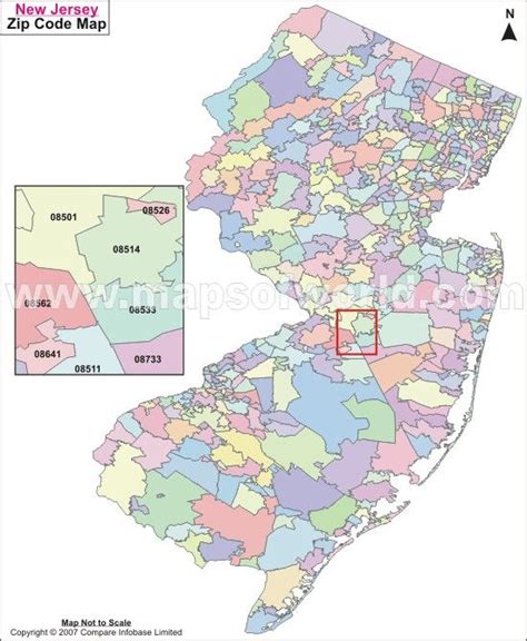 New Jersey Zip Codes On A Map Maps Pinterest