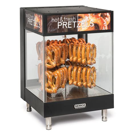 nemco   tier heated countertop pretzel merchandiser   prong