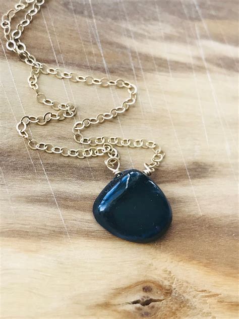 pietersite necklace blue stone necklace blue gemstone necklace layering necklace love necklace