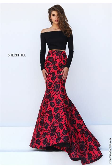 Stunning 2 Piece 50127 Black And Red Sherri Hill Dress