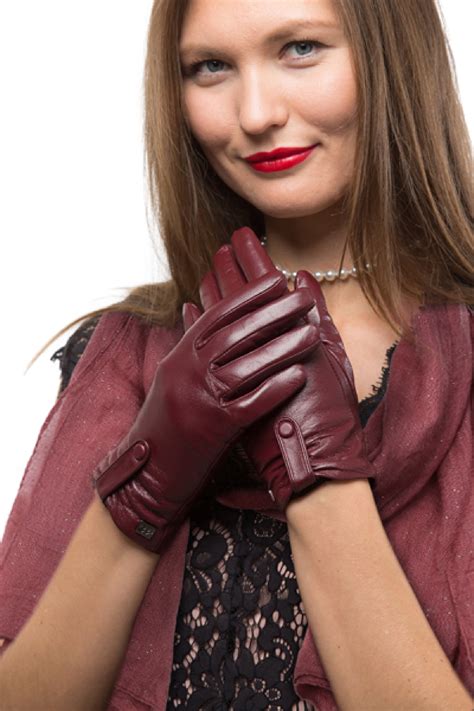 mio marino fashion sheepskin leather gloves  women cold weather touchscreen gathered