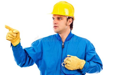construction worker screaming in terror stock image