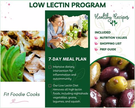 lectin diet weekly meal plan printable  healthy etsy