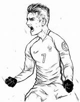 Griezmann Antoine Deviantart Soccer Euro Players Sketch Zerochan sketch template
