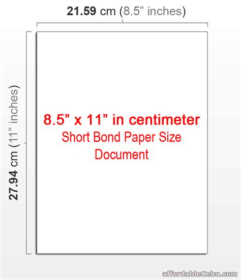 Whats The 8 5 X 11 Paper Size In Cm Centimeter