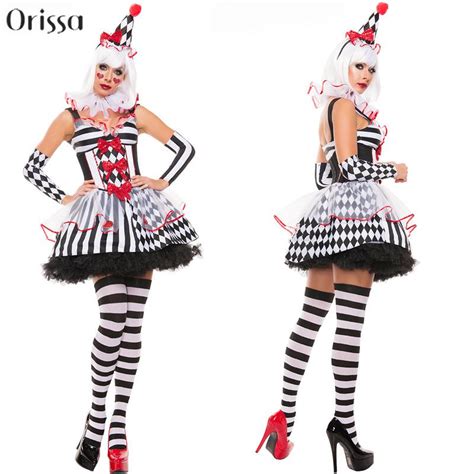 halloween costumes adult funny circus clown costume naughty harlequin