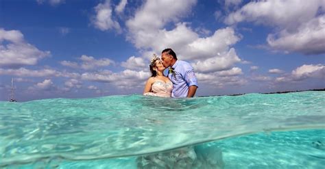 wedding on a sandbar in caribbean sea popsugar love and sex