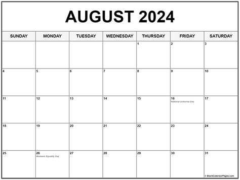 august  calendar  holidays