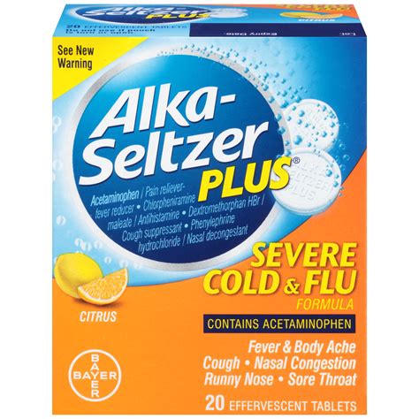 alka seltzer severe cold flu citrus effervescent tablets  ct