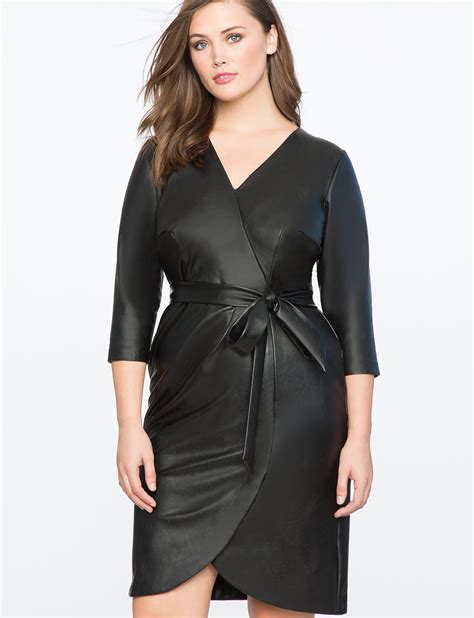 Faux Leather Wrap Dress Women S Plus Size Dresses Eloquii