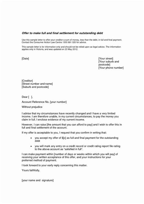 settlement offer letter template   letter templates