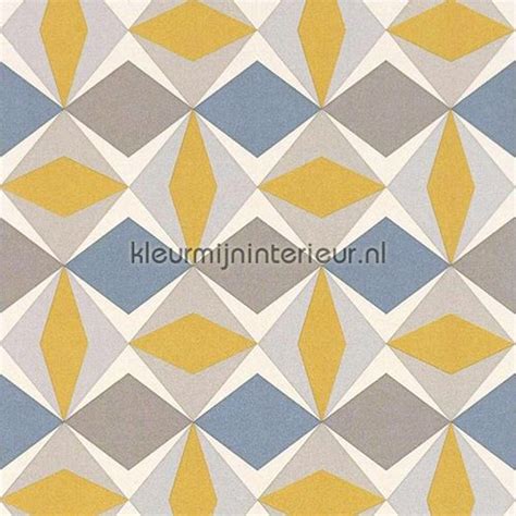zweedse ruiten geel blauw behang  scandinavia van noordwand geometric print geometric