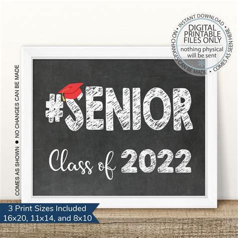 senior sign printable class   senior sign  red cap