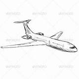 Plane Drawing Sketch Vector Coloring Airplane Illustration Boeing Pages Graphicriver sketch template