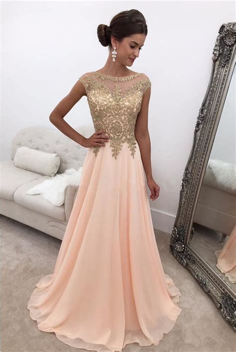 Modest Prom Dresses Charming Evening Gowns Pink Evening Dress Chiffon