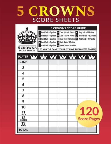 crowns score sheets  personal large score sheets  scorekeeping