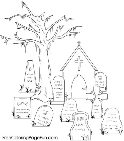 halloween coloring pages halloween graveyard