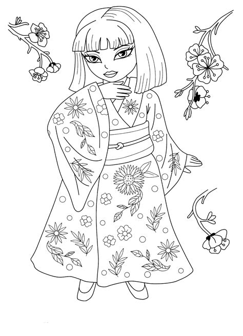 coloring page princess  japan