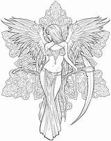 Coloring Pages Angel Adult Dark Adults Colouring Gothic Fairy Halloween Book Printable Books Fantasy Tattoo Magic Sheets Stokes Anne Coloriage sketch template