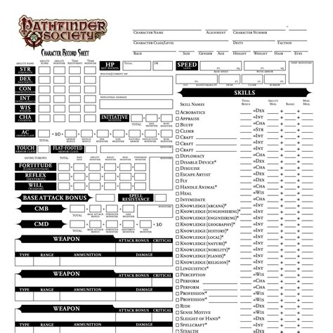 printable pathfinder character sheet