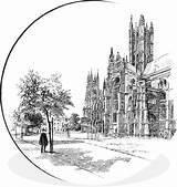 Canterbury Wandcirkel Cathedral Bol Tuincirkel Dibond Rond Fotoprint sketch template