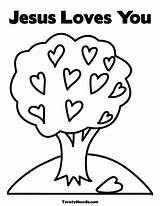 Coloring Pages Jesus Loves Goodbye Printable Template Card Sheets Valentines Farewell Kids Color Earth Print Nursery Trees Printables Tree Crafts sketch template