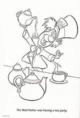 Wonderland Alice Coloring Pages Tea Mad Hatter Party Getcolorings Printable Color Cup sketch template