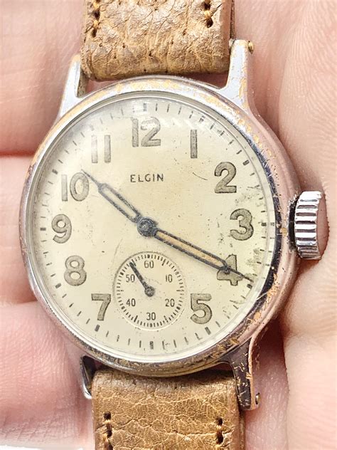 wts serviced radium dial ww era military issue elgin wristwatch