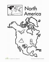 America Continents North Coloring Worksheets Map Geography Color Pages Worksheet Kids Continent Seven Printable Preschool South Oceans Europe Drawing Kindergarten sketch template