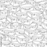 Suitcases Freehand Zentangle Illustrazione Schizzo Pila Valigie Disegnata Vecchia Liber Cup sketch template