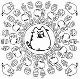 Pusheen Coloring Cat Pages Book Colouring Books Food sketch template
