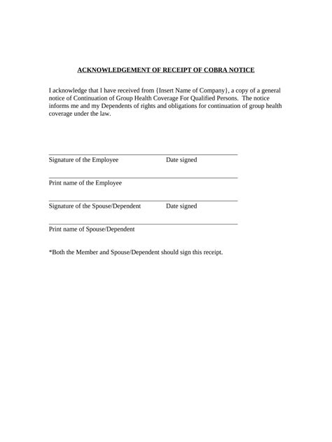 acknowledgment receipt  template pdffiller