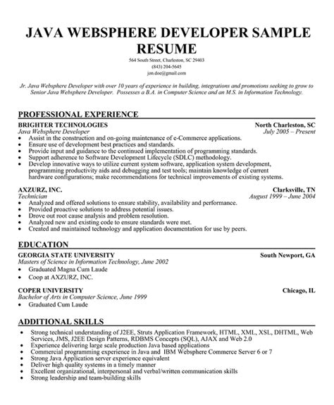 resume format resume  java developer