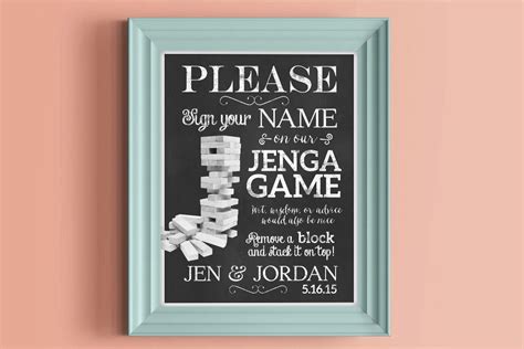 chalkboard guestbook sign personalized printable jenga building