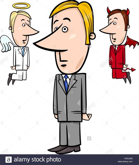 Concept Cartoon Illustration Of Businessman With Angel And