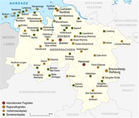 flughaefen und landeplaetze  niedersachsen und bremen