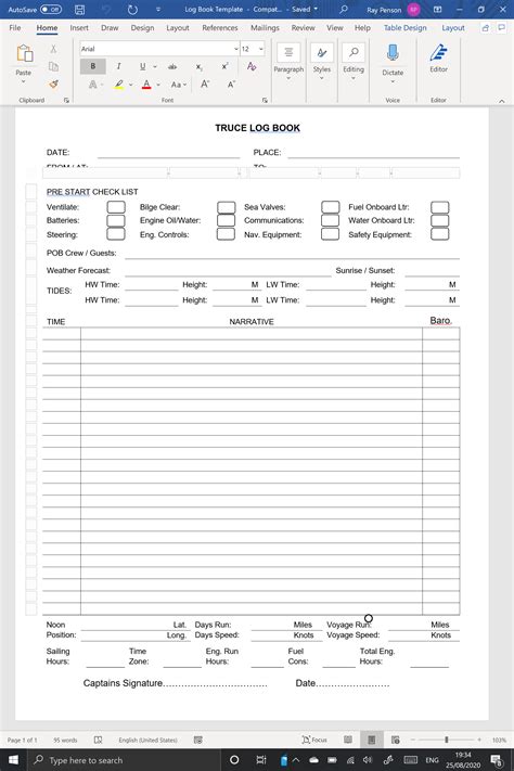 printable boat log book template printable templates