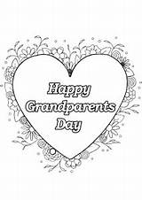Grandparents Coloring Happy Pages Kids Heart Printable Children Color Flowers Adults Print Parents Simple Adult Justcolor sketch template