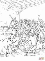 Sagrada Colorear Nativity Shepherds Pastores Escena Natividad sketch template