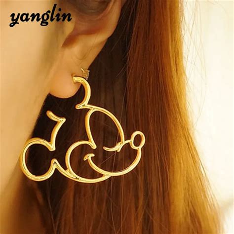 new arrival gold sliver mickey earrings romantic cute cartoon character