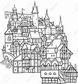 Medieval Town Mittelalterliche Crashers Castle Líneas Barbulat Auswählen sketch template