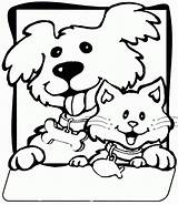 Coloring Dog Cat Pages Dogs Cats Printable Cute Drawing Puppy Color Kitten Animals Print Baby Catdog Boxer Colouring Getcolorings Together sketch template