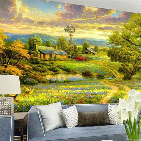 american style photo mural embossed  landscape wall mural wall